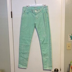 Celebrity Pink Low Rise Skinny Sea Green Jeans